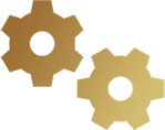 Two gears are shown in a green background.