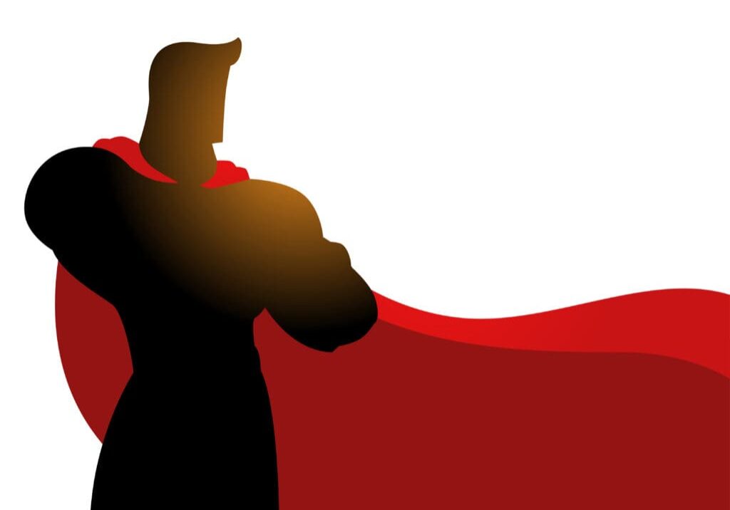 Silhouette illustration of a superhero in gallant pose